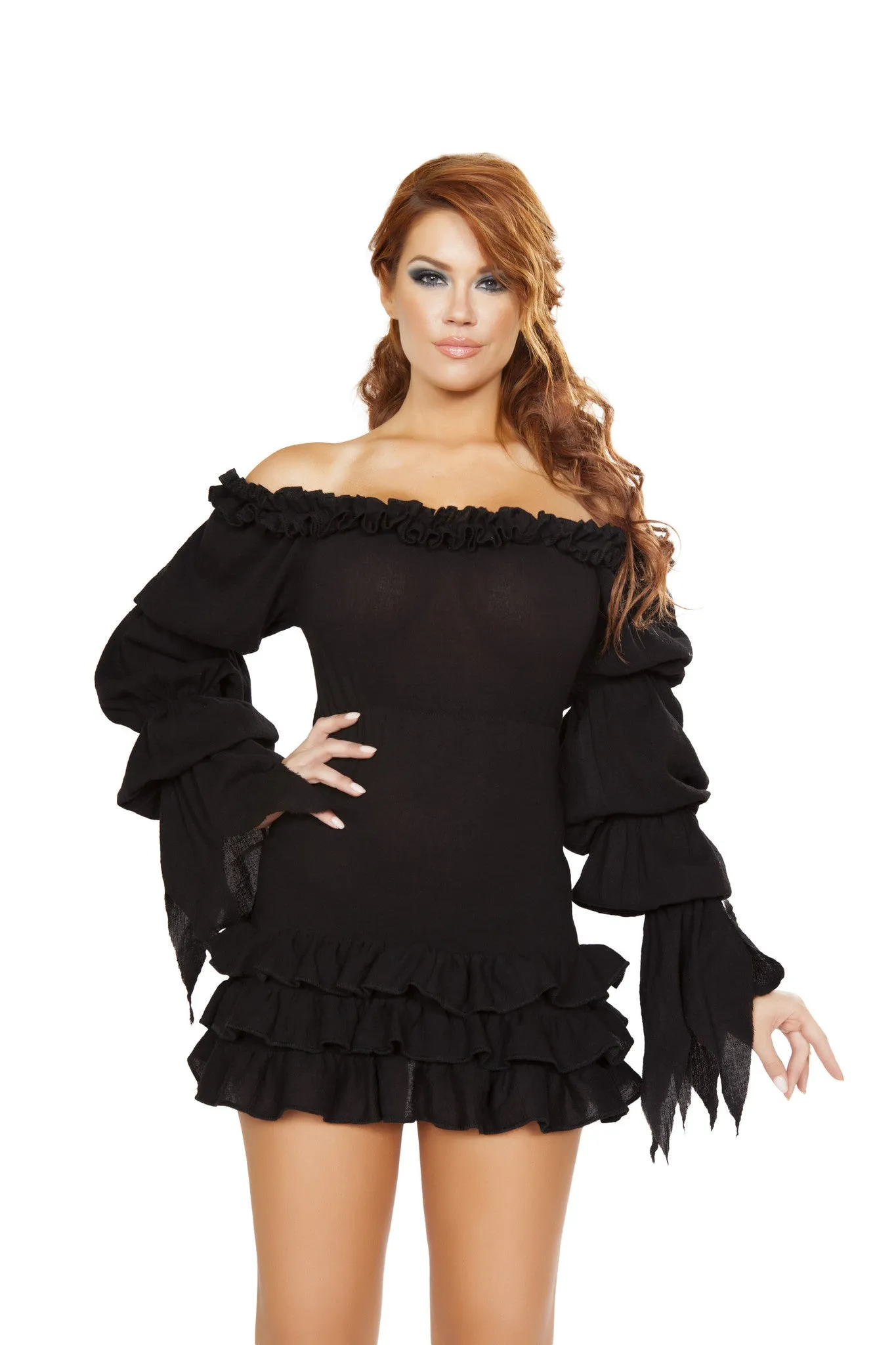 Roma Ruffled Pirate Dress with Sleeves & Multi Layered Skirt Costume