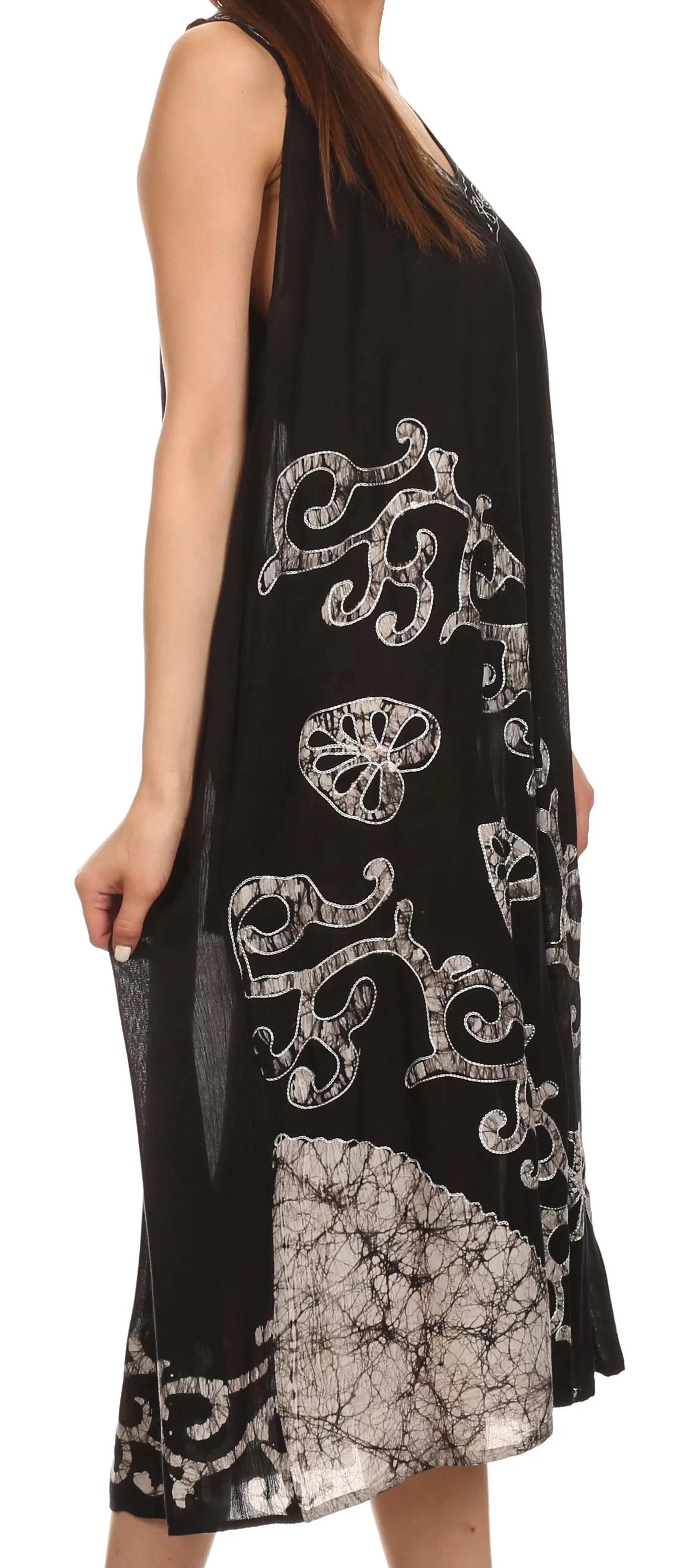 Sakkas Addilyn Embroidered Tank Top Split Neck Dress / Cover Up