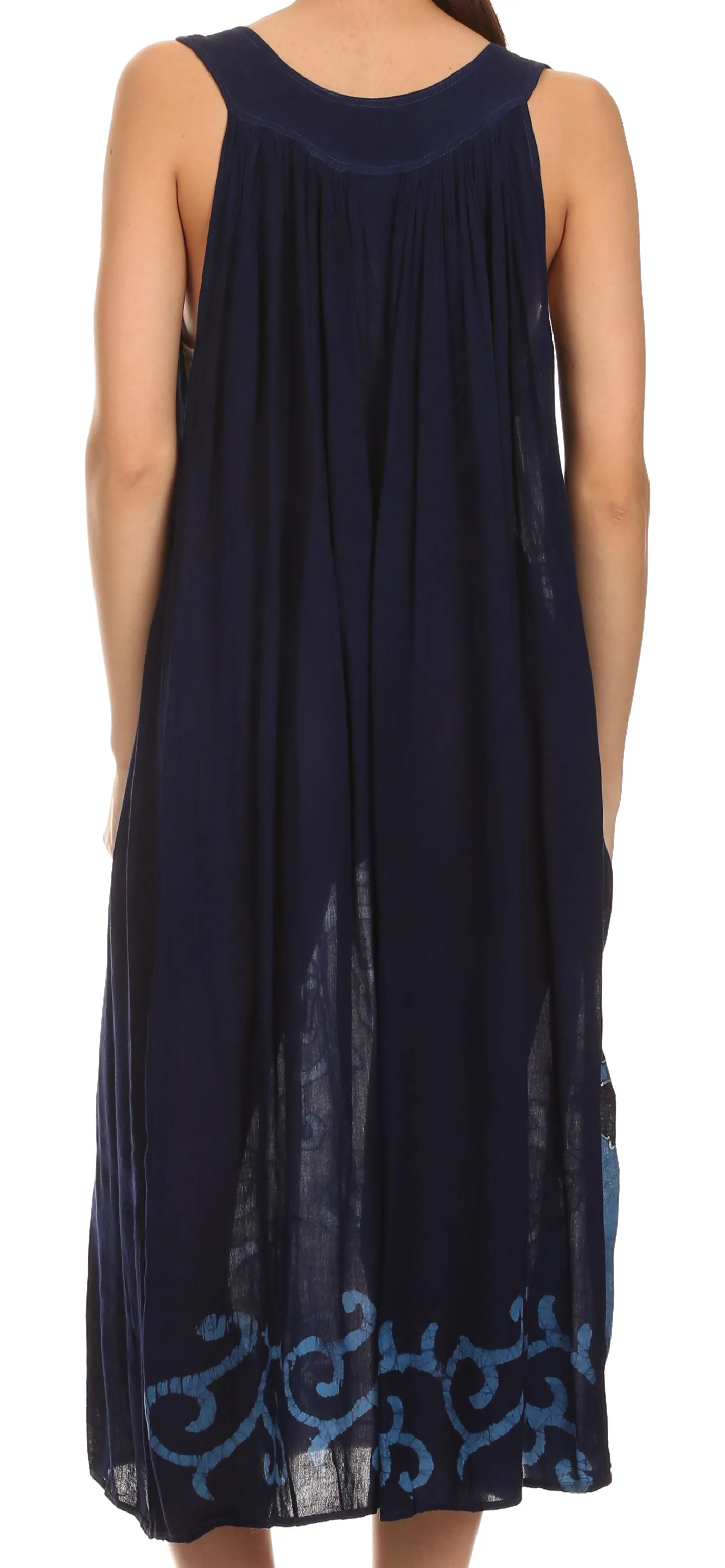 Sakkas Addilyn Embroidered Tank Top Split Neck Dress / Cover Up