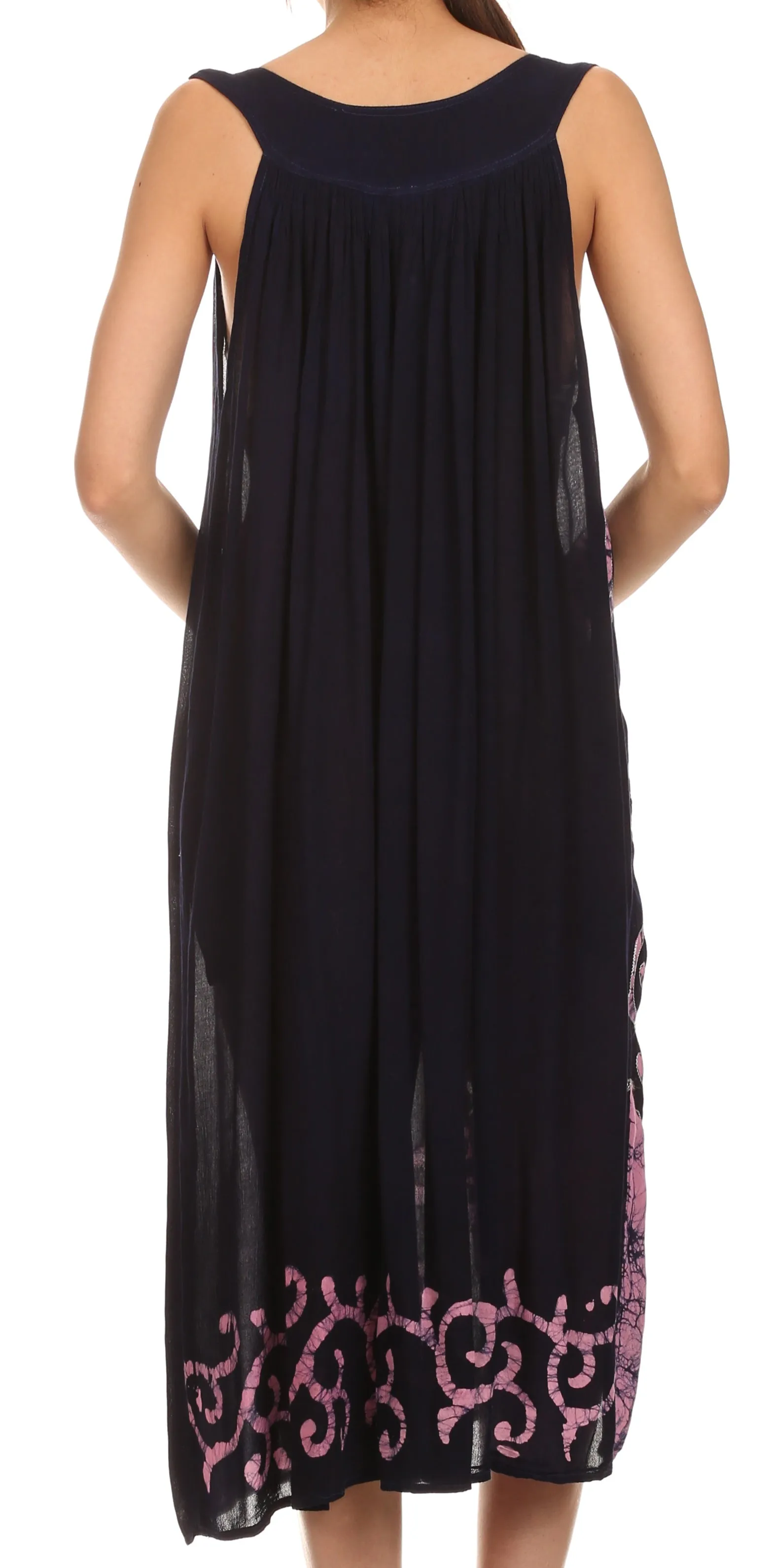 Sakkas Addilyn Embroidered Tank Top Split Neck Dress / Cover Up