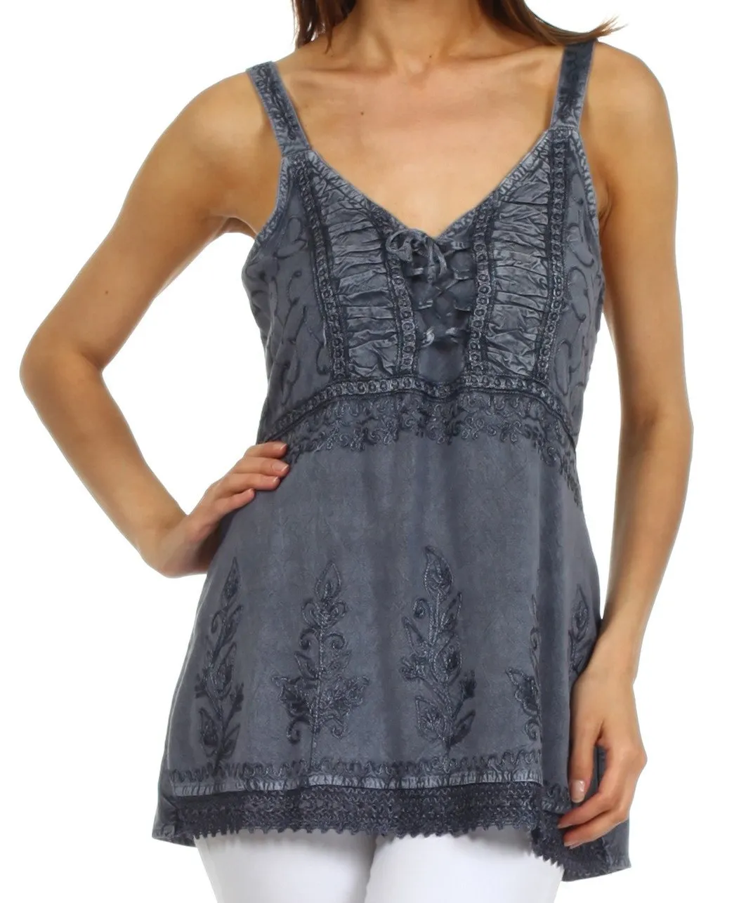 Sakkas Amelia Stonewashed Rayon Tank Top