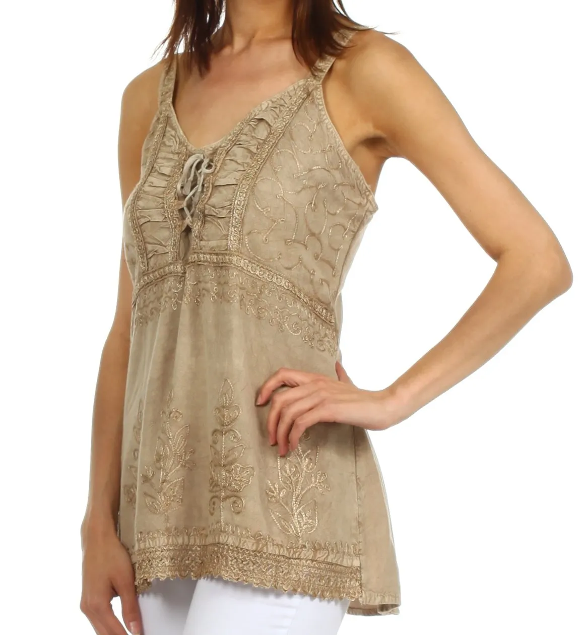 Sakkas Amelia Stonewashed Rayon Tank Top