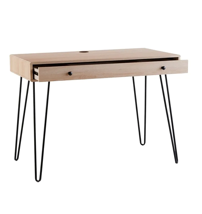 (Scratch & Dent) Brenton Studio Outlet Callay 42"W Writing Desk, Blonde Oak/Black