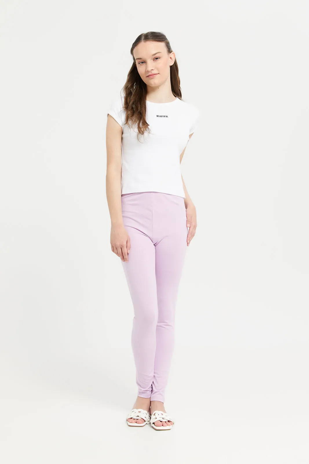 Senior Girls Purple Basic Leggings