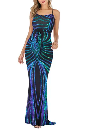 Sexy Backless Sparkly Mermaid Formal Evening Dresses