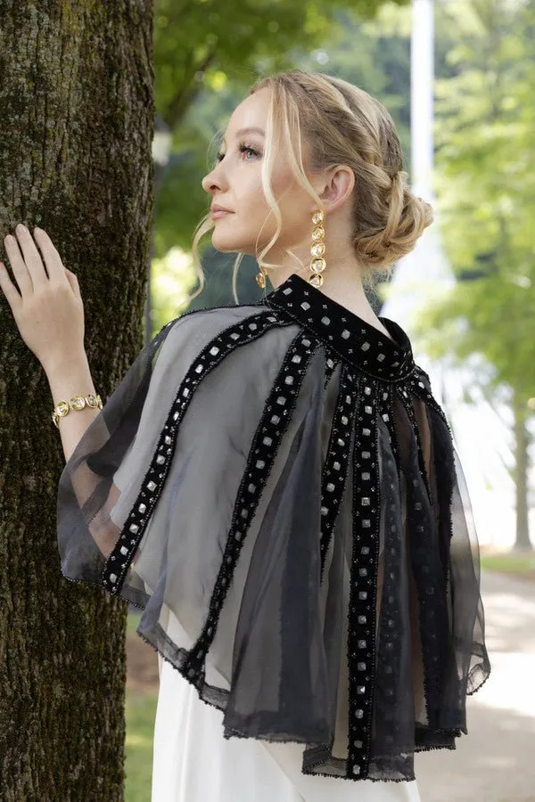 Sheer Velvet Beaded Capelet