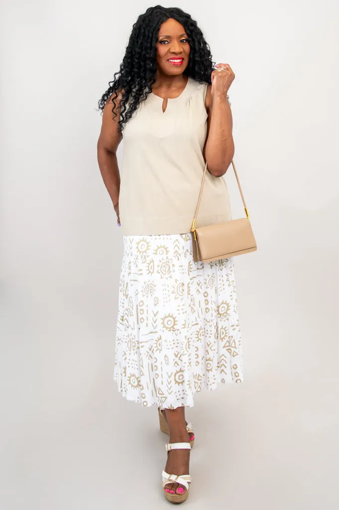 Shella Skirt, Suna, Linen Bamboo