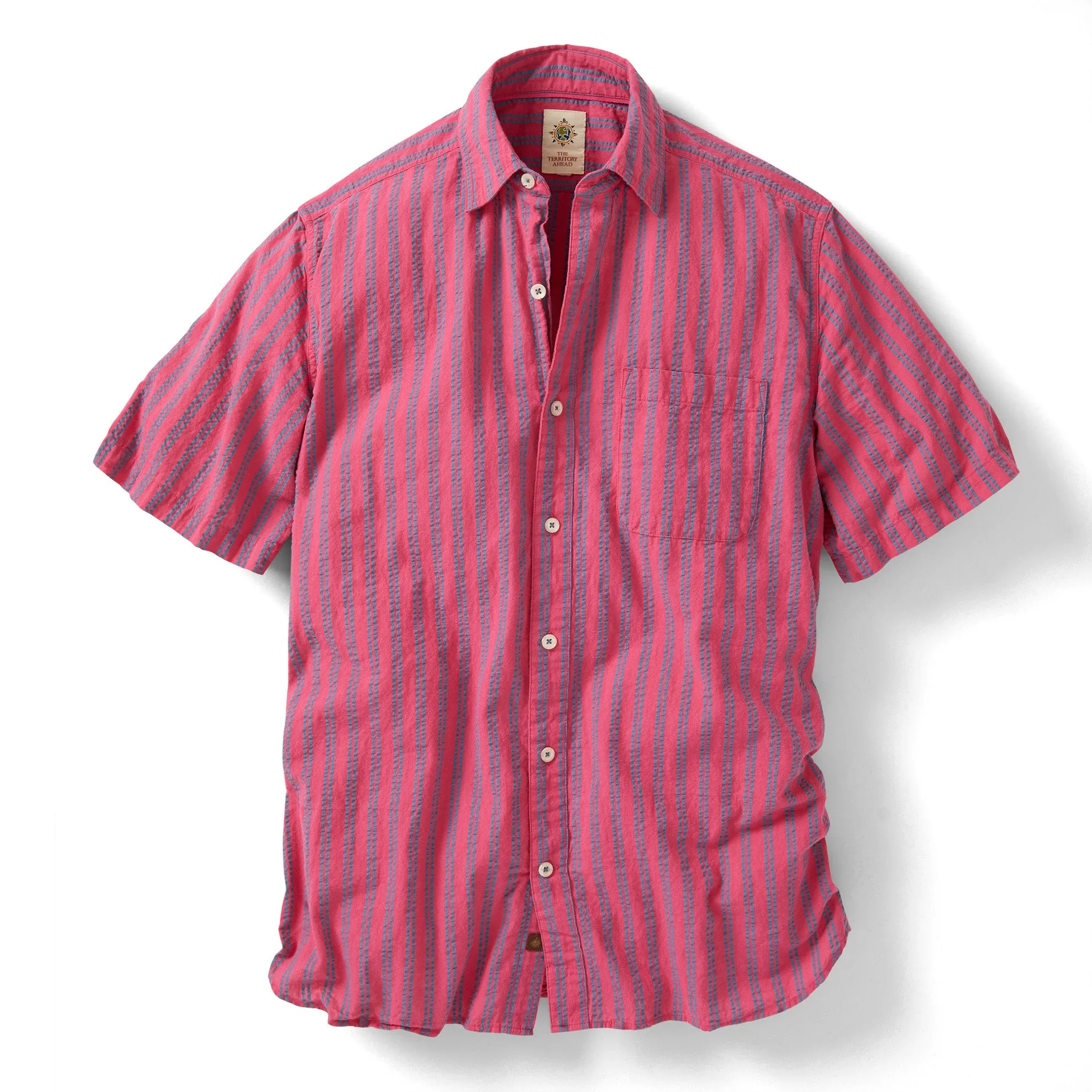 Short Sleeve Harbor Island Striped Seersucker Shirt