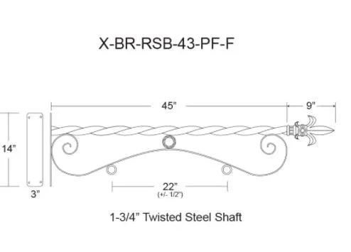 Sign Bracket - NO SIGN 43 inch Reverse Scroll