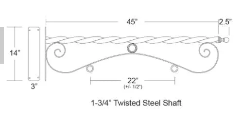 Sign Bracket - NO SIGN 43 inch Reverse Scroll