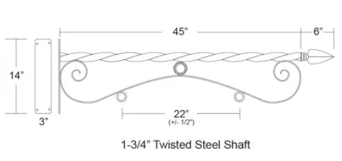 Sign Bracket - NO SIGN 43 inch Reverse Scroll