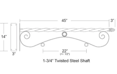 Sign Bracket - NO SIGN 43 inch Reverse Scroll