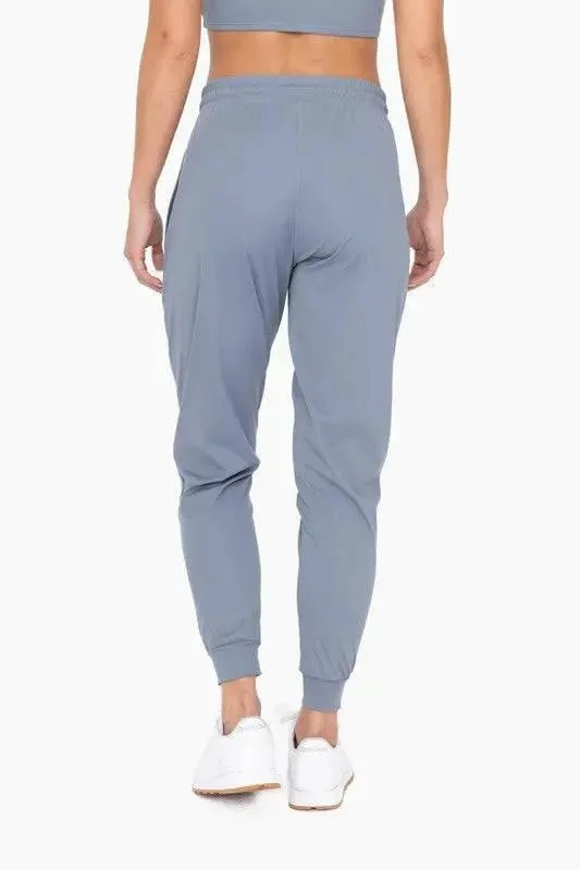 Silky pleated stretch jogger pants