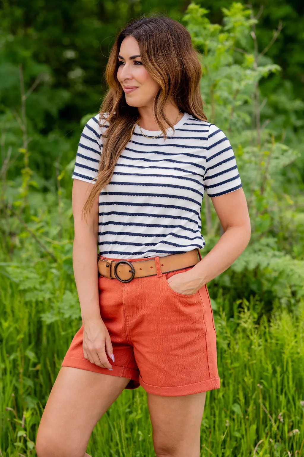 Simple Scalloped Stripes Tee