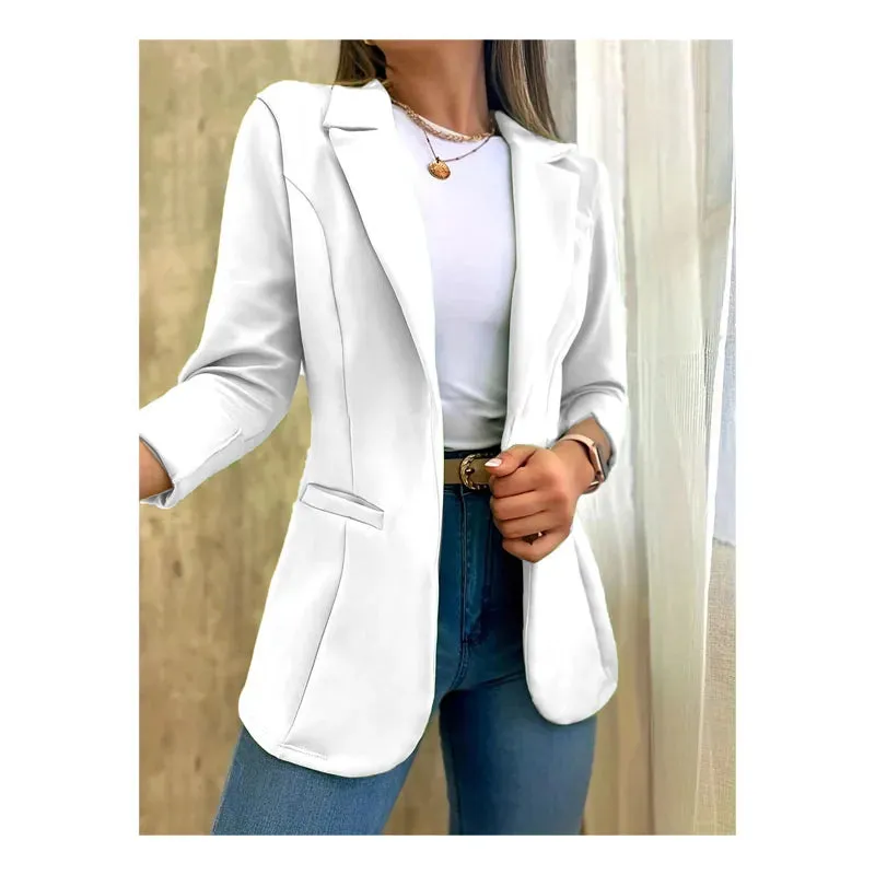 Simple Women's Casual Commute Classic Coat Premium Solid Color Office Coat