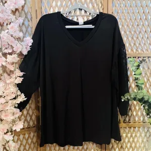 Sleeve Detail Black Top