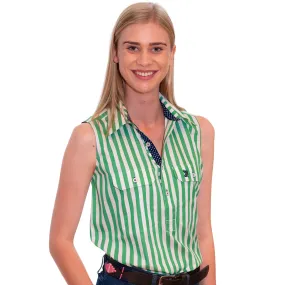 Sleeveless Thick Green Stripe