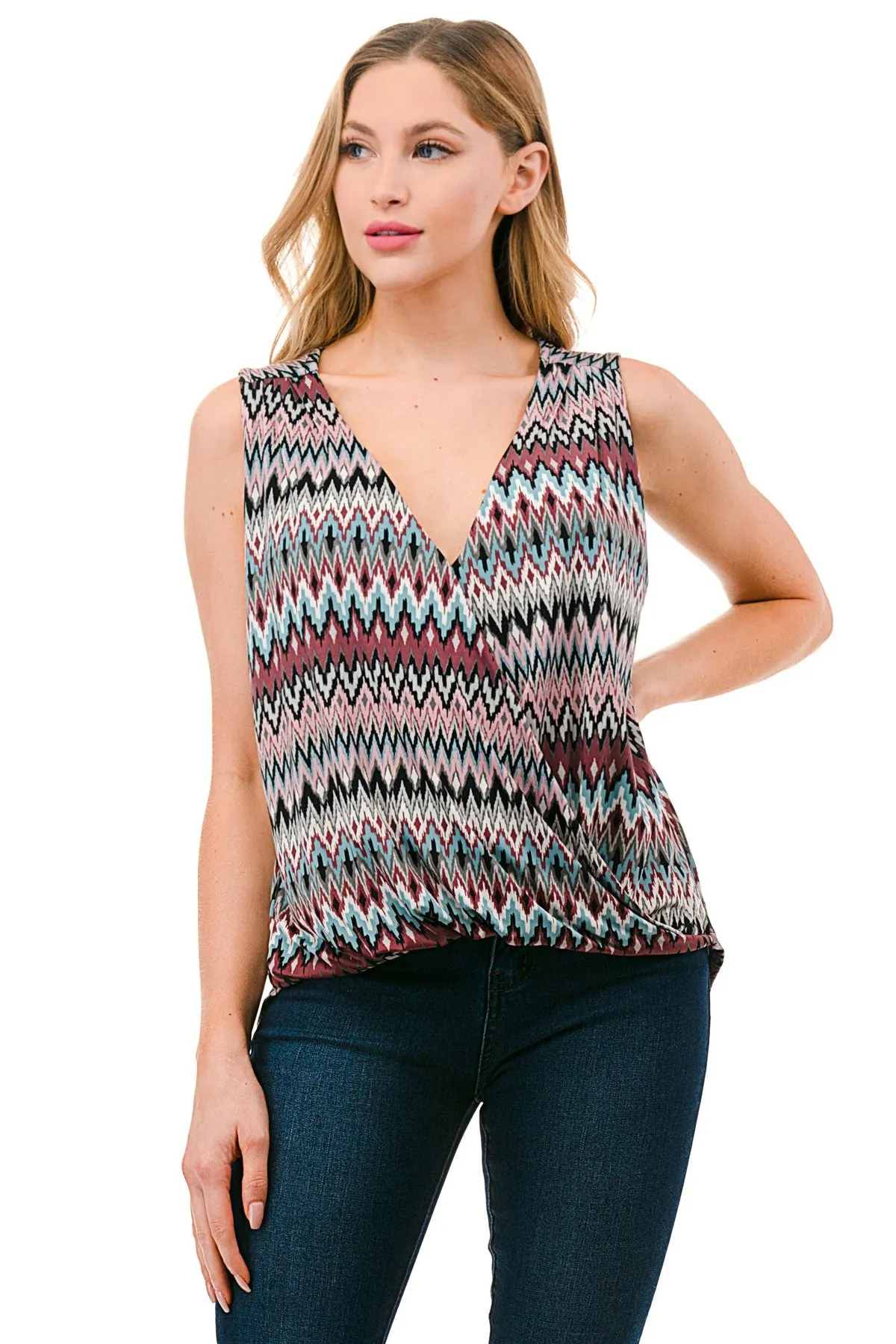 Sleeveless V Neck Top