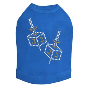 Small Dreidel Blue, Silver, Gold Rhinestuds Tank Top - Many Colors