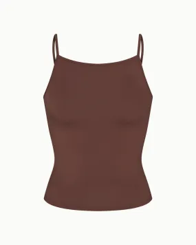 Soft Stretch High Neck Tank | Chocolate