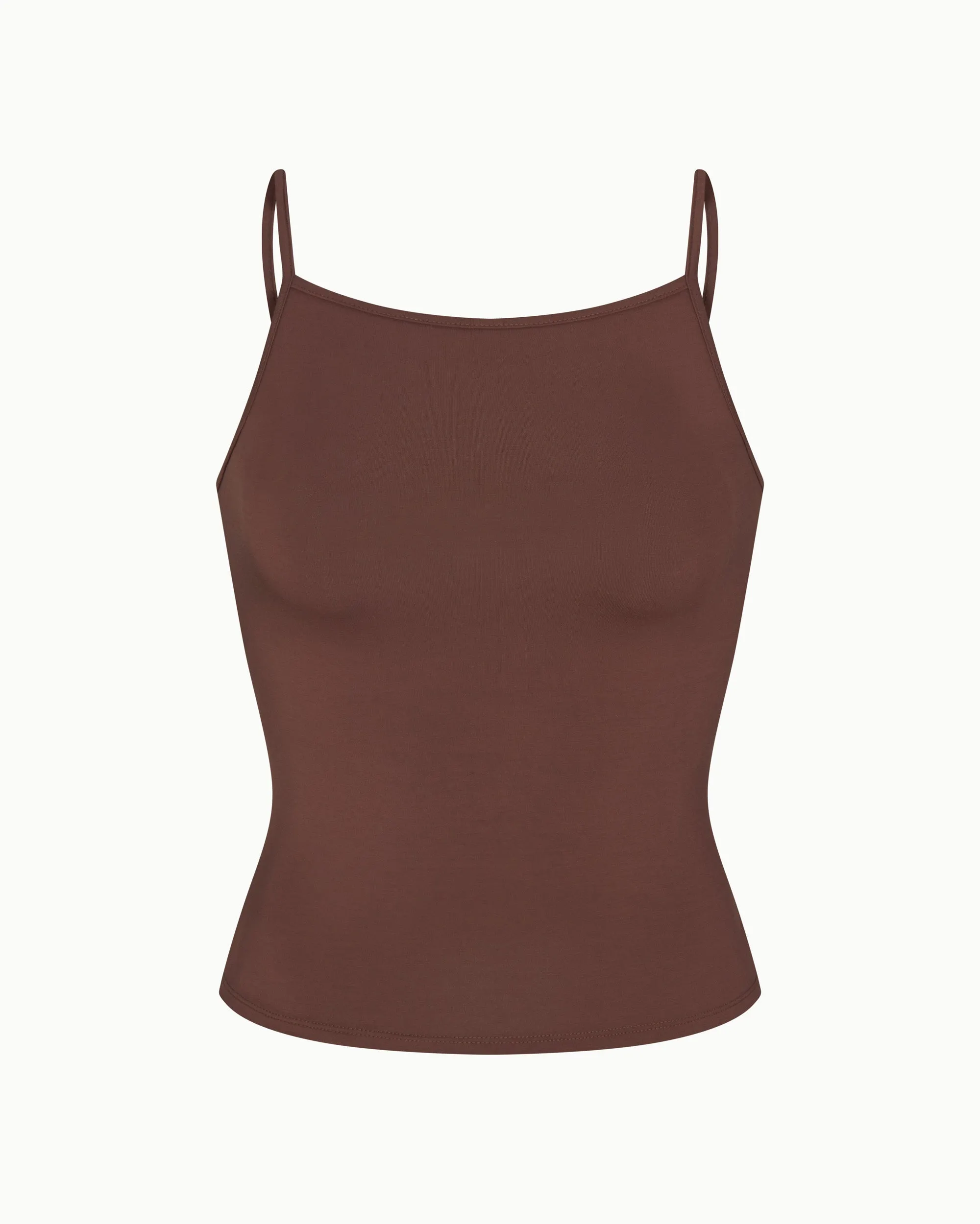 Soft Stretch High Neck Tank | Chocolate