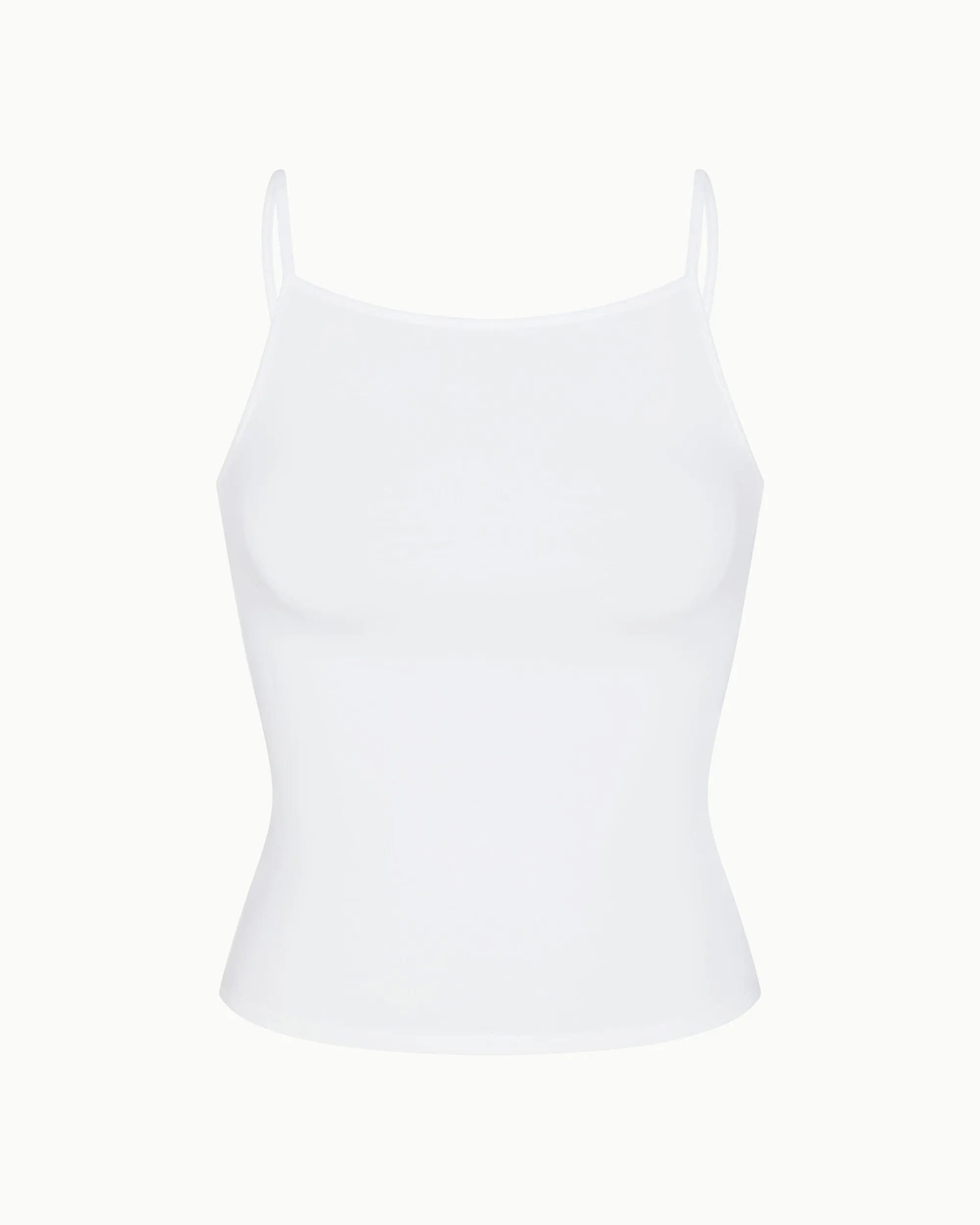 Soft Stretch High Neck Tank | Pearl White