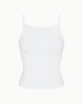 Soft Stretch High Neck Tank | Pearl White