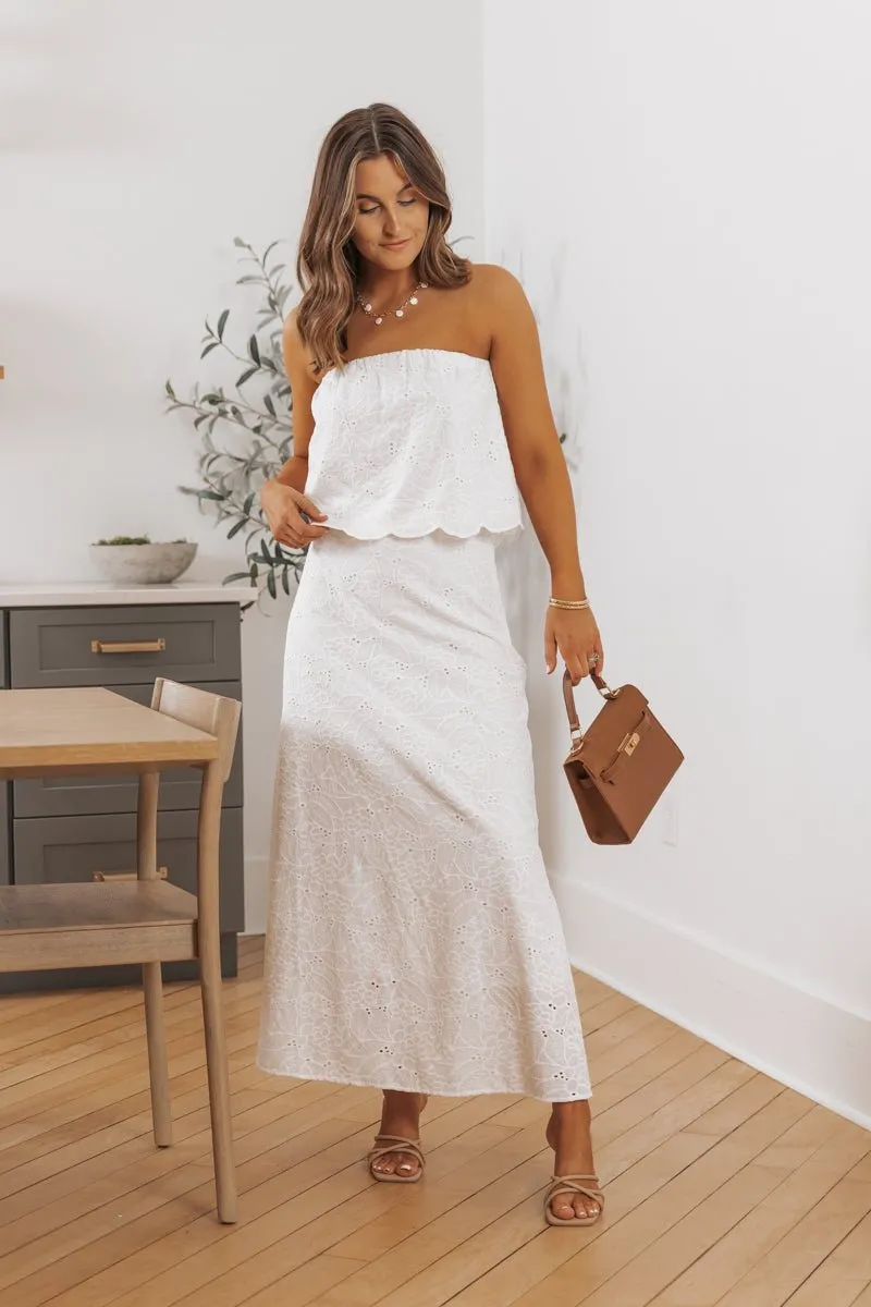 Steve Madden Amalia White Eyelet Maxi Skirt - FINAL SALE