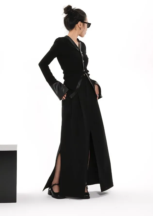 STRAIGHT SLIT HIGH WAIST LONG SKIRT