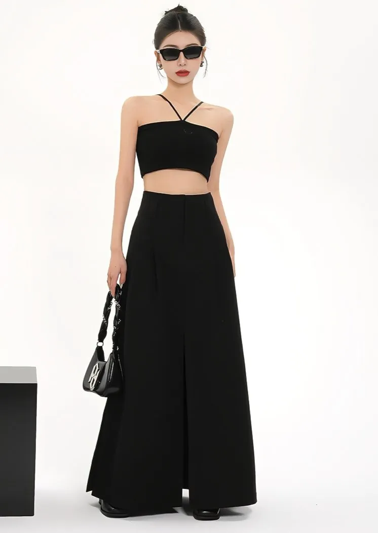 STRAIGHT SLIT HIGH WAIST LONG SKIRT