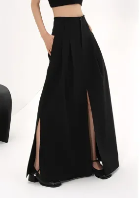 STRAIGHT SLIT HIGH WAIST LONG SKIRT