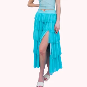 Teal Tulle Lila Midi Skirt