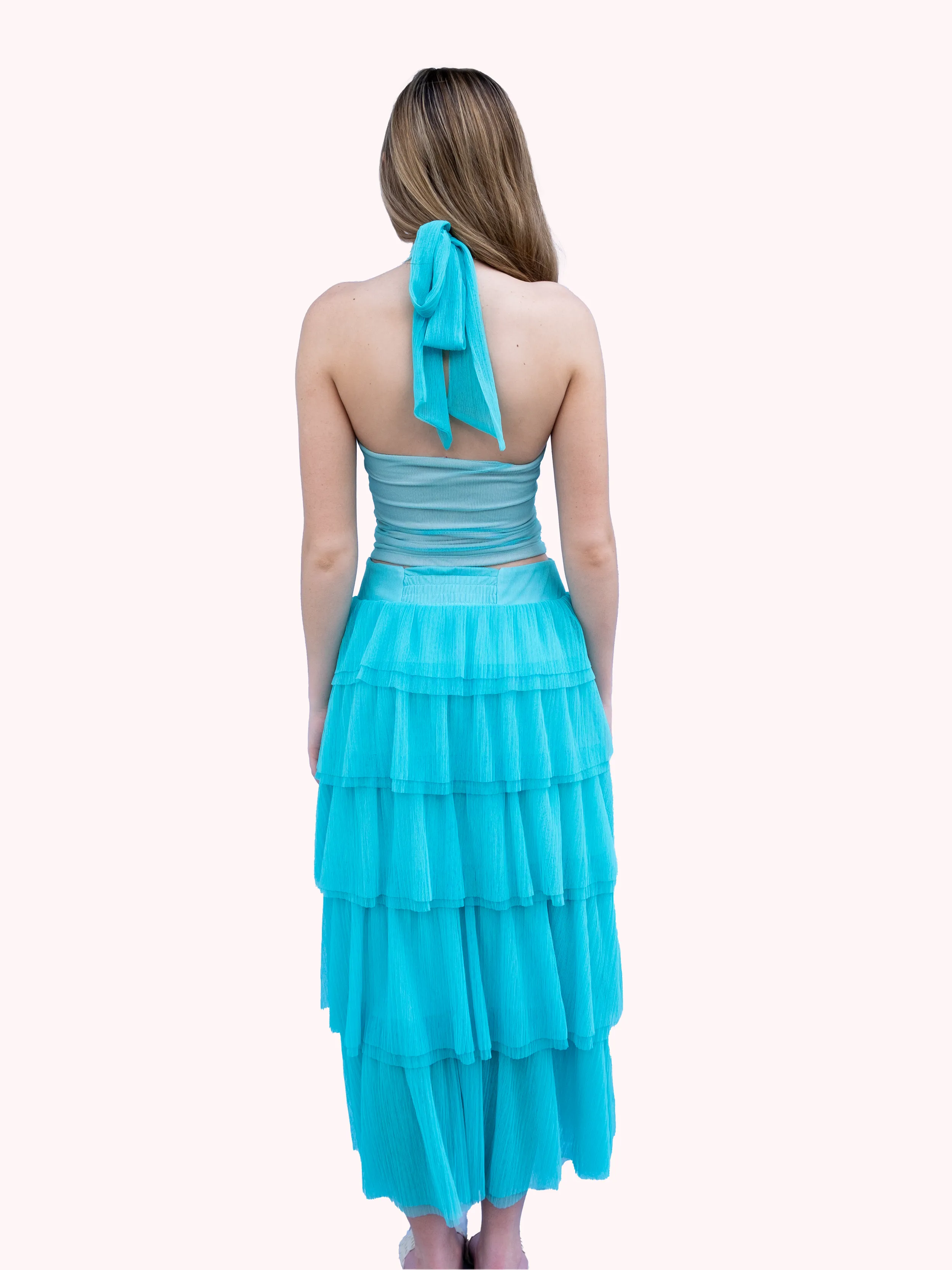 Teal Tulle Lila Midi Skirt