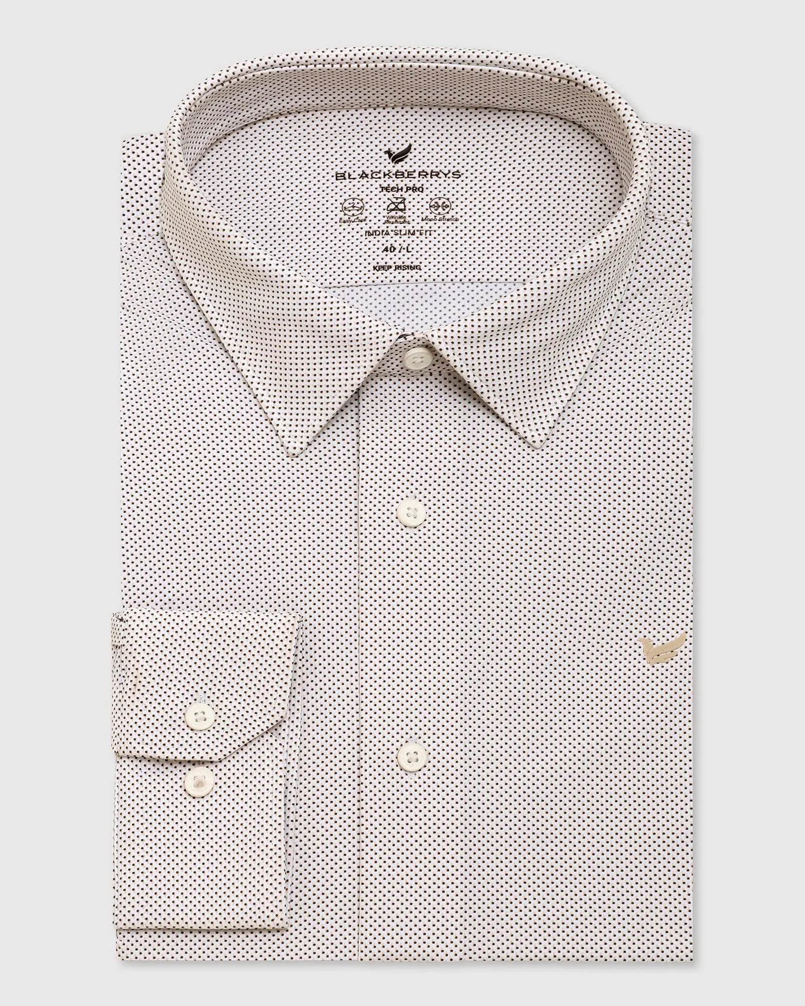 TechPro Formal Beige Printed Shirt - Beet