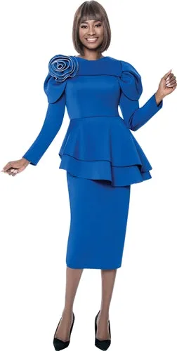 Terramina 7220 Scuba Layered Peplum 2pc Skirt Suit