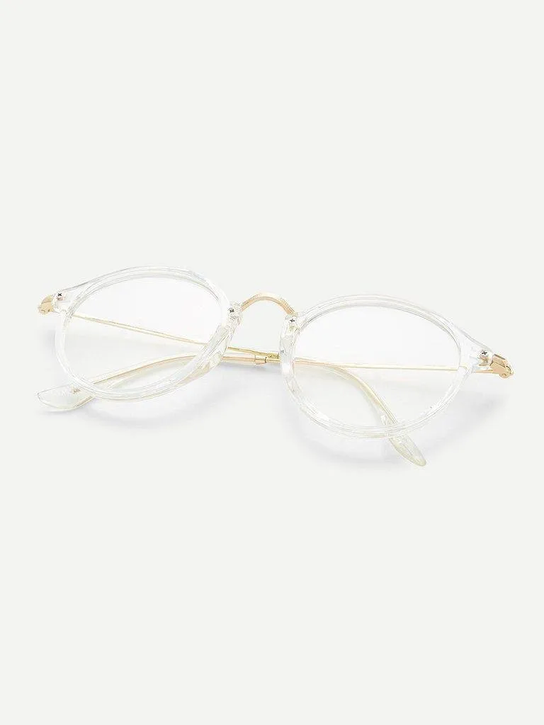 Transparent Frame Metal Top Bar Glasses