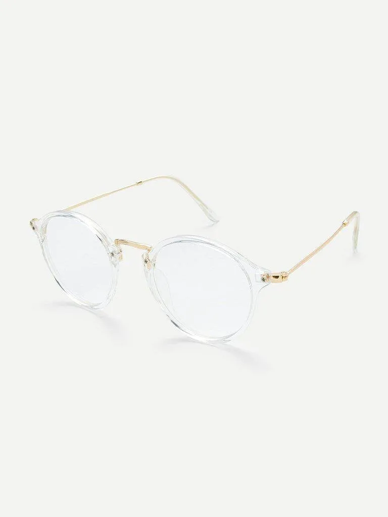 Transparent Frame Metal Top Bar Glasses