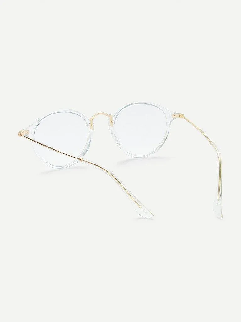 Transparent Frame Metal Top Bar Glasses