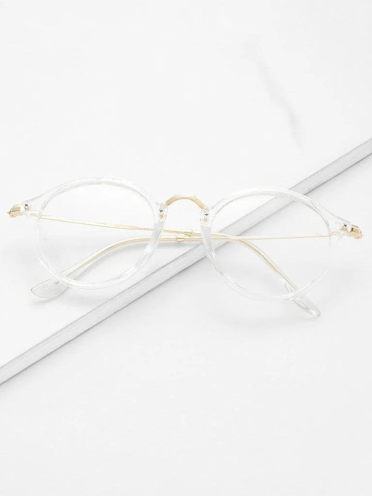 Transparent Frame Metal Top Bar Glasses