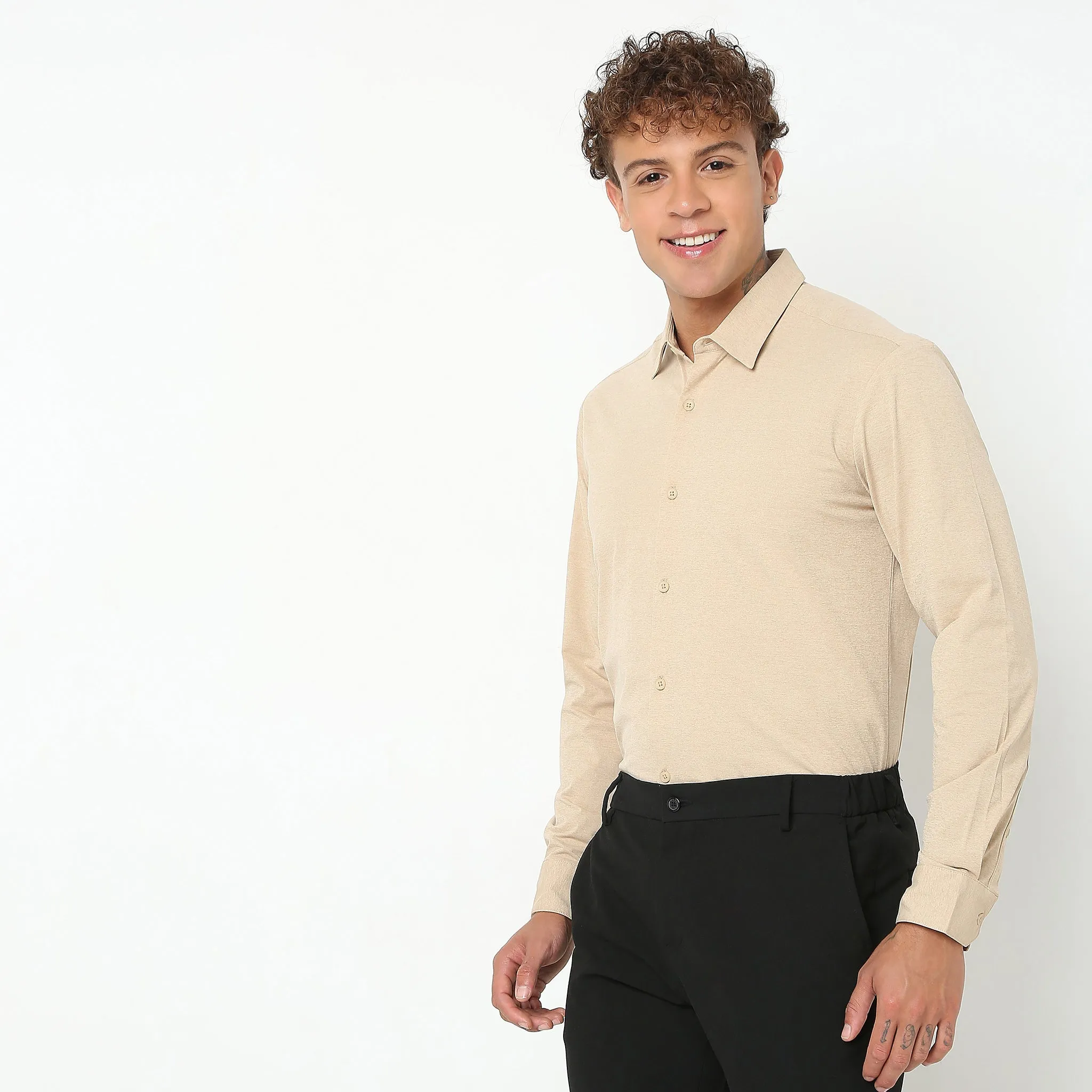 Travelator™ Shirt - 4-Way Ultra Stretch Slim Fit Wash & Wear - "Zero Top Stitch" - Saville Row Finish Full Sleeves