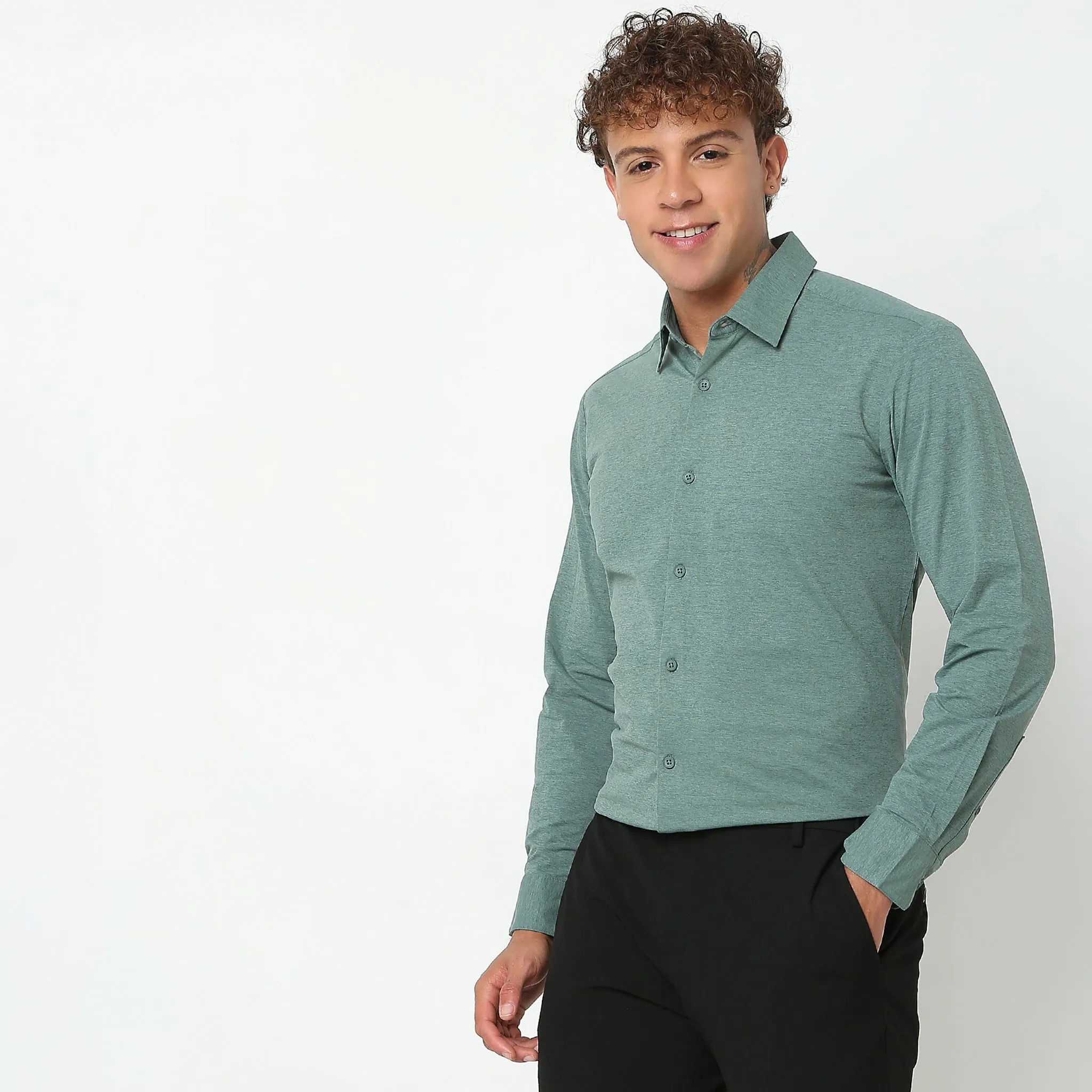 Travelator™ Shirt - 4-Way Ultra Stretch Slim Fit Wash & Wear - "Zero Top Stitch" - Saville Row Finish Full Sleeves