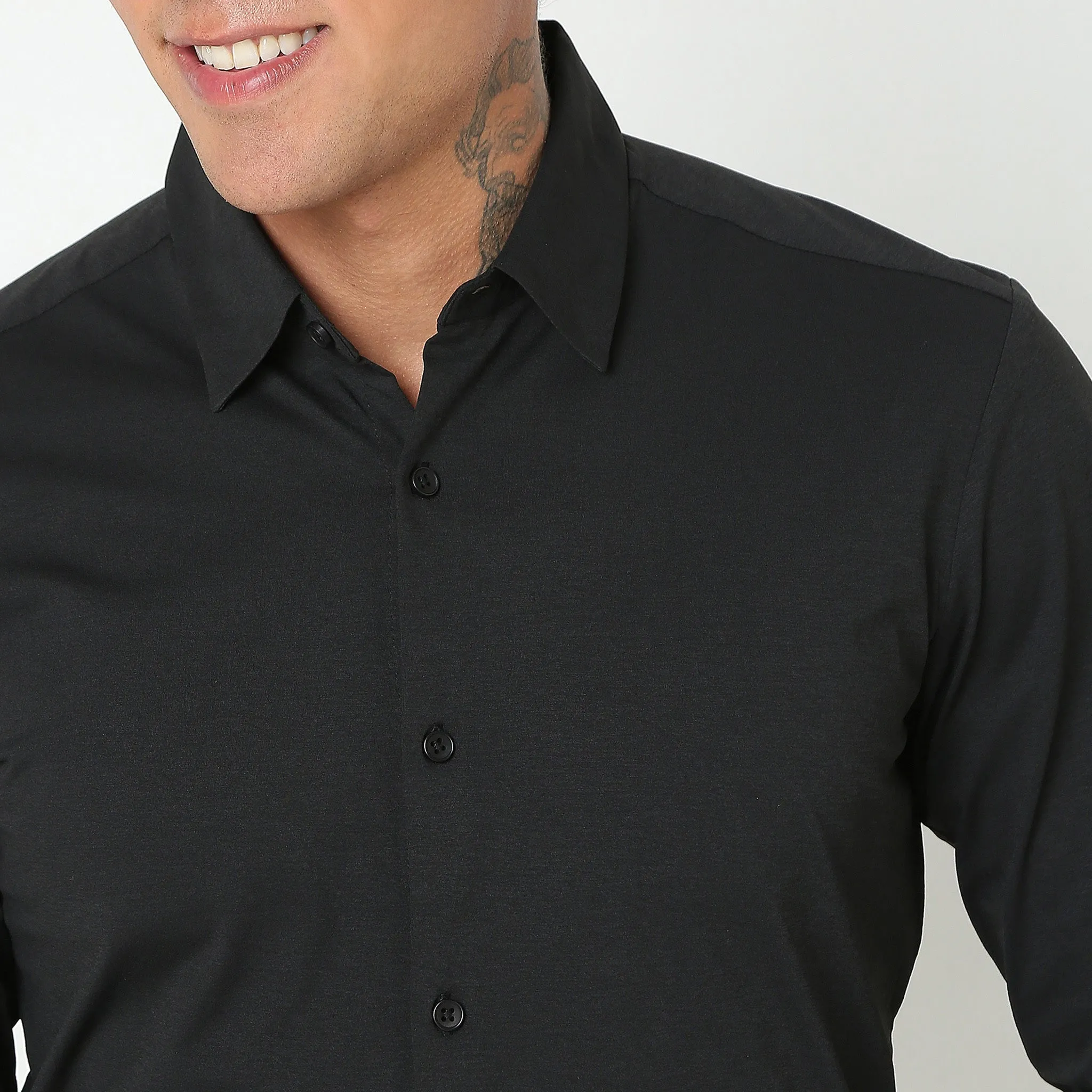 Travelator™ Shirt - 4-Way Ultra Stretch Slim Fit Wash & Wear - "Zero Top Stitch" - Saville Row Finish Full Sleeves