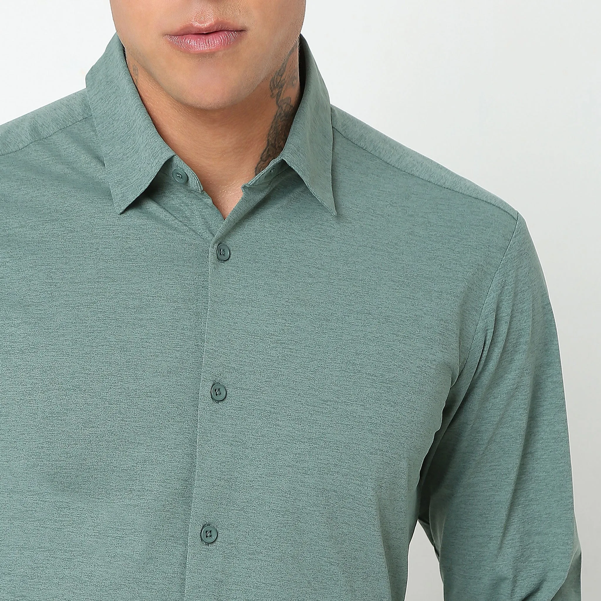 Travelator™ Shirt - 4-Way Ultra Stretch Slim Fit Wash & Wear - "Zero Top Stitch" - Saville Row Finish Full Sleeves