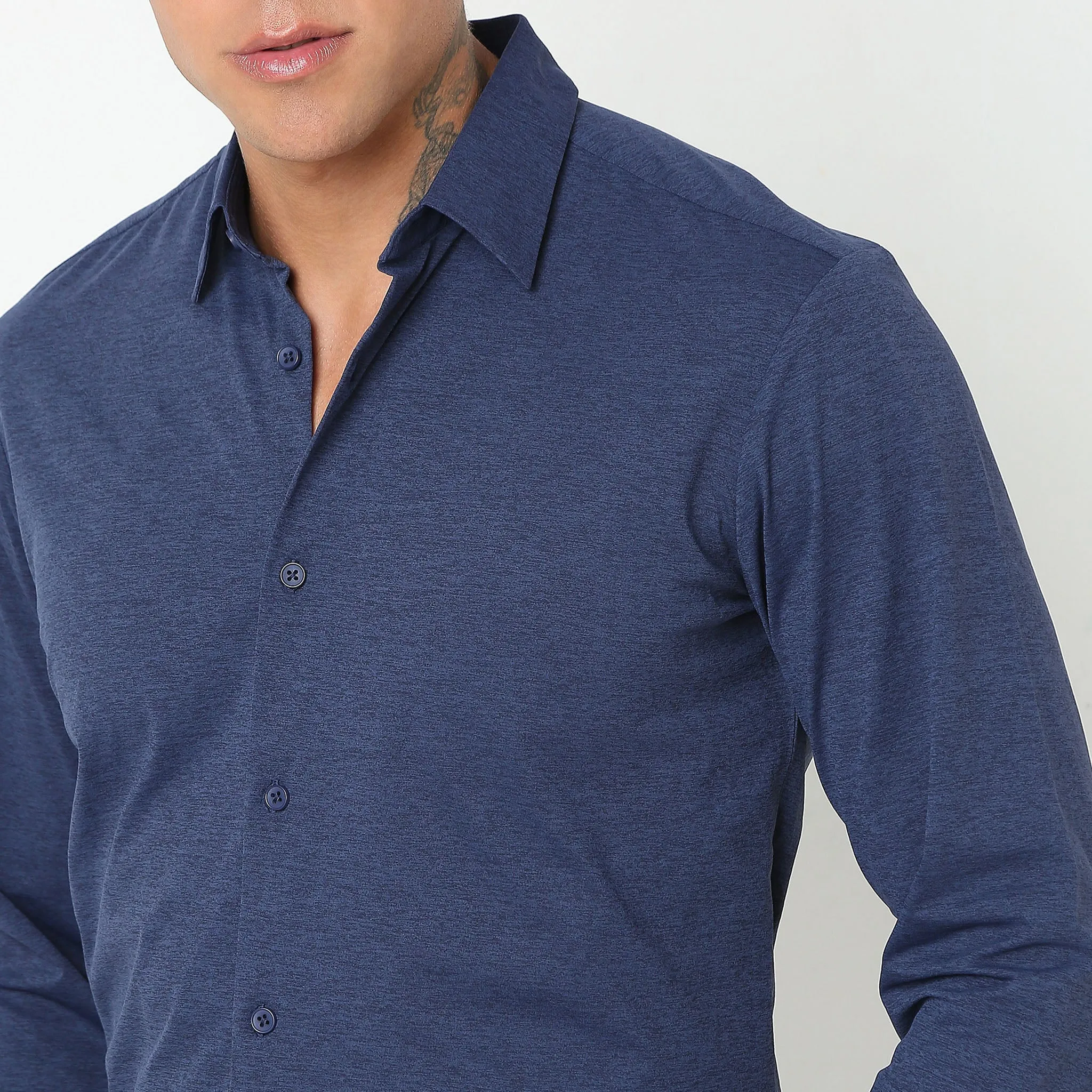 Travelator™ Shirt - 4-Way Ultra Stretch Slim Fit Wash & Wear - "Zero Top Stitch" - Saville Row Finish Full Sleeves