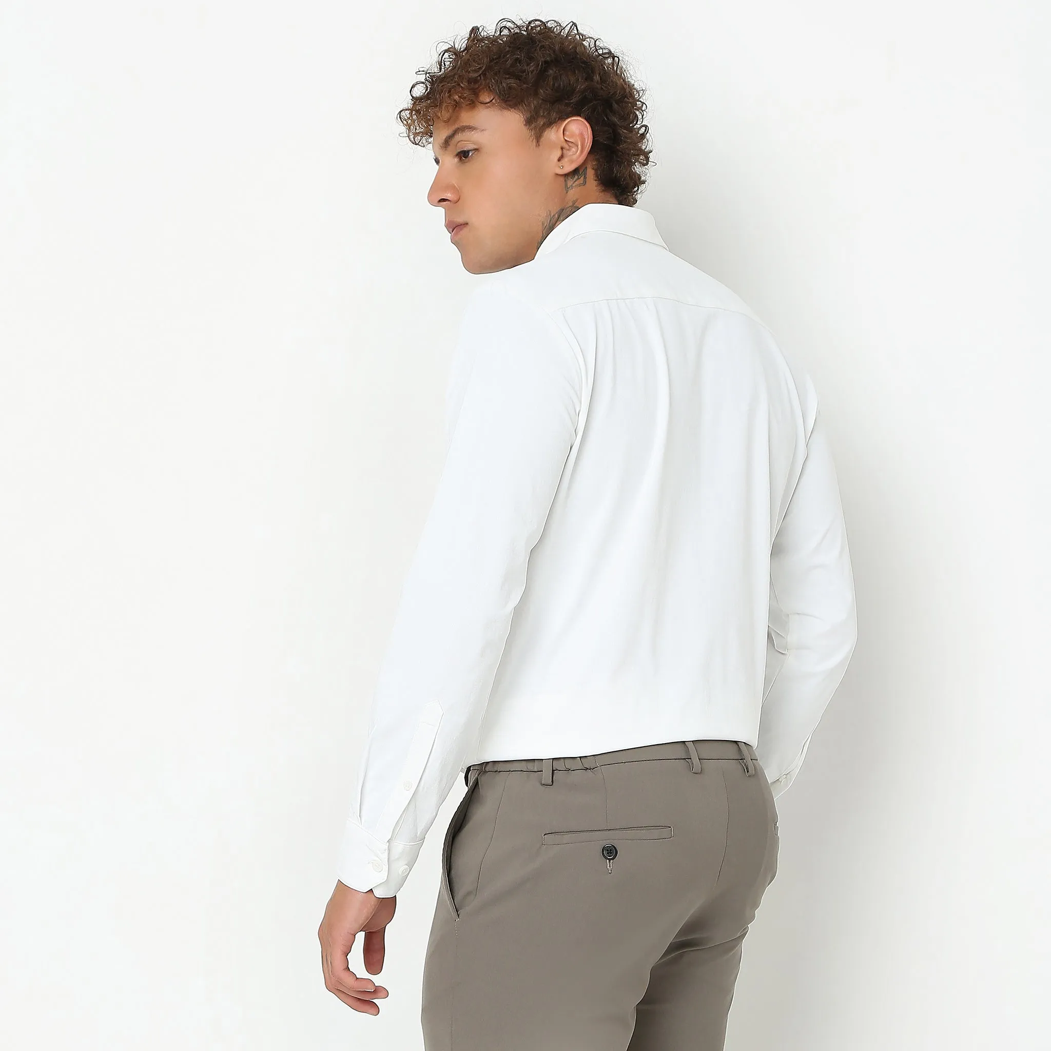 Travelator™ Shirt - 4-Way Ultra Stretch Slim Fit Wash & Wear - "Zero Top Stitch" - Saville Row Finish Full Sleeves