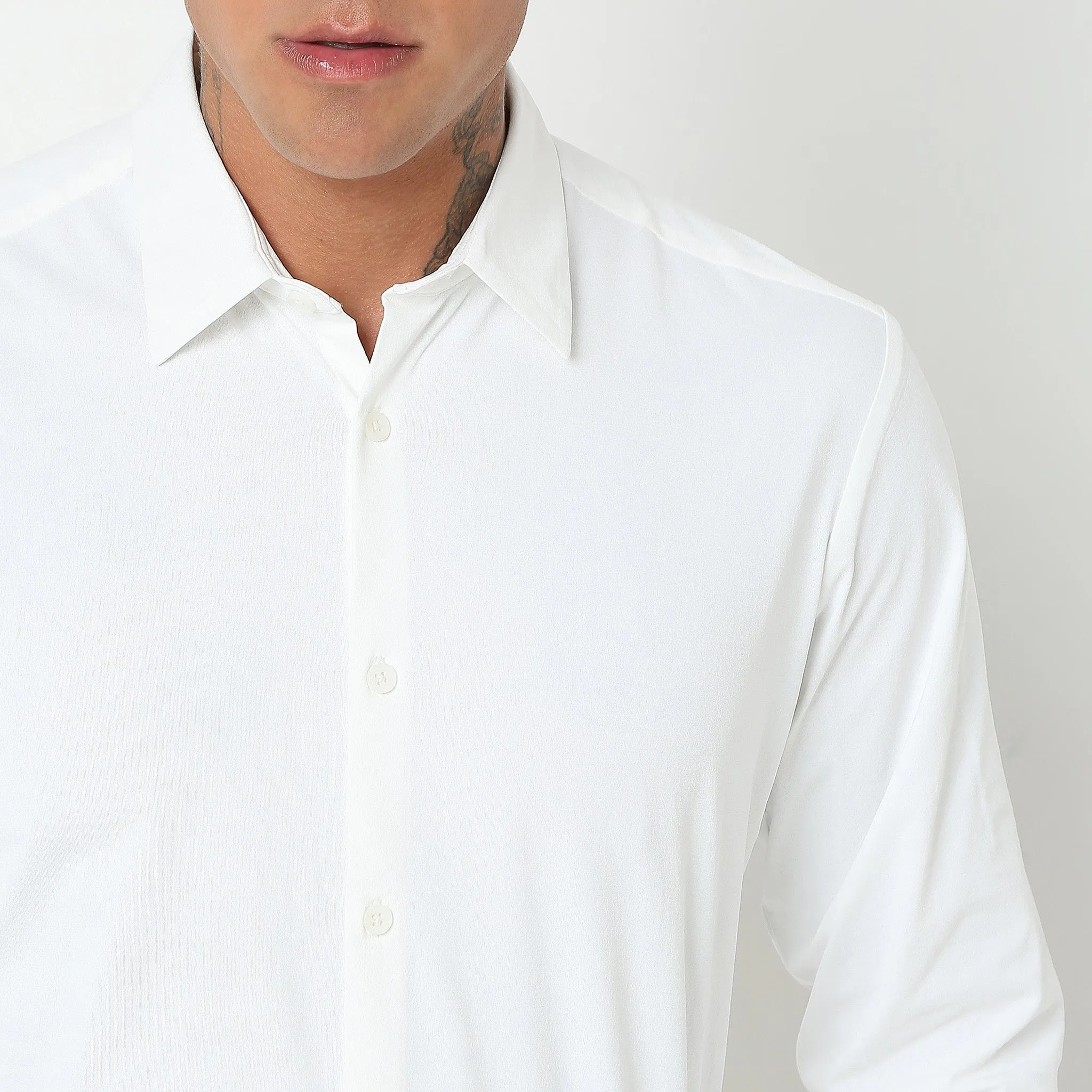 Travelator™ Shirt - 4-Way Ultra Stretch Slim Fit Wash & Wear - "Zero Top Stitch" - Saville Row Finish Full Sleeves