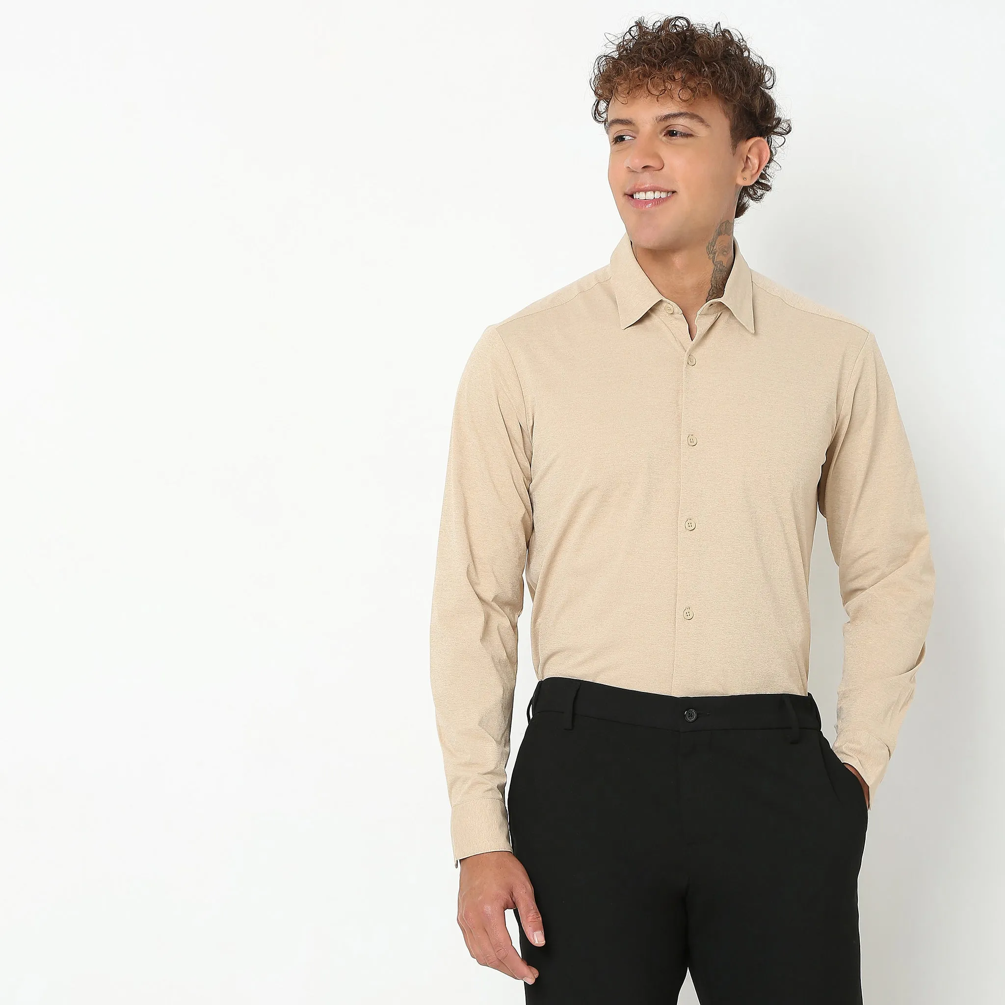 Travelator™ Shirt - 4-Way Ultra Stretch Slim Fit Wash & Wear - "Zero Top Stitch" - Saville Row Finish Full Sleeves