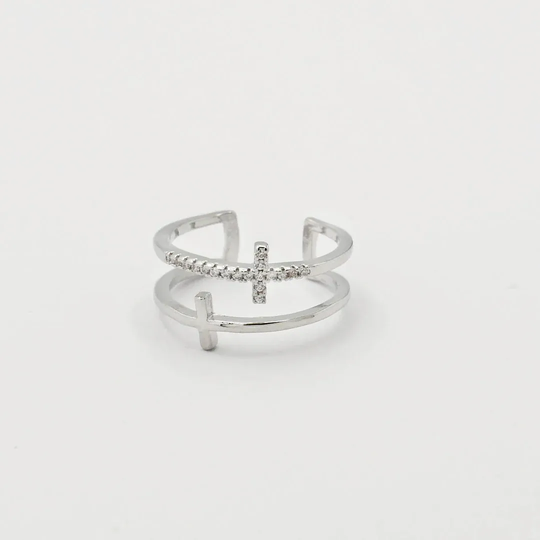 Treasure Jewels: Double Cross Ring Silver