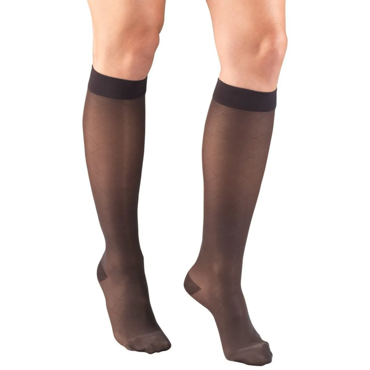 TRUFORM Women's LITES Diamond Pattern Sheer Knee Highs New - 15-20 mmHg