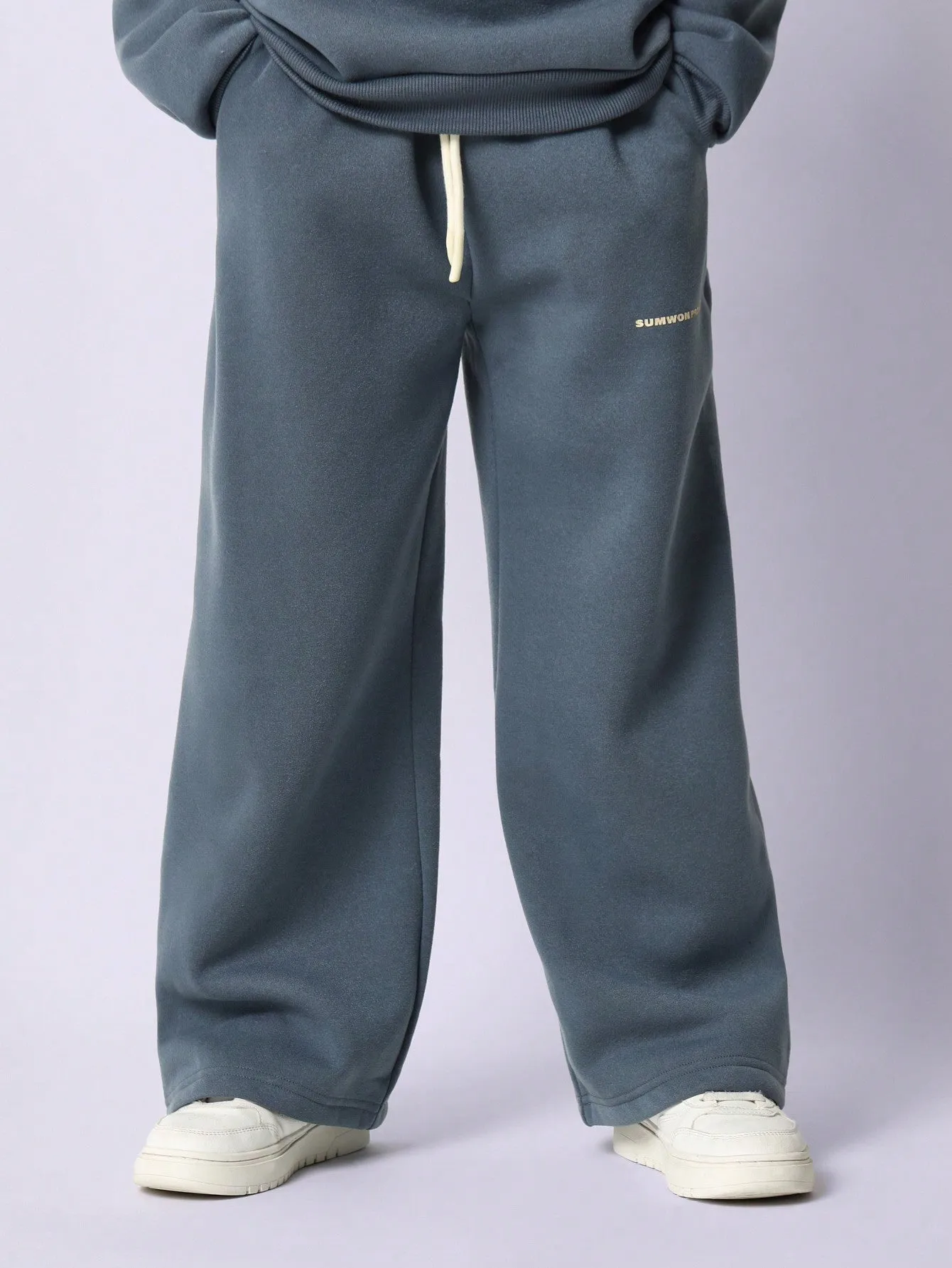 Tween Boys Comfy Blue Overhead Hoodie & Straight Fit Sweatpants With Graphic Print 2 Piece Set